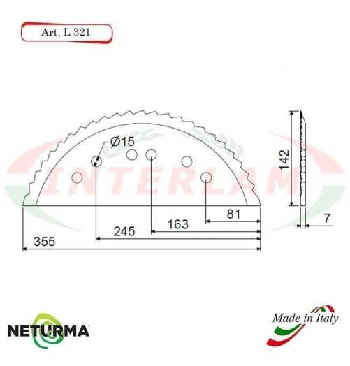 L321 - Lama per Carri UNIFEED - Dentata - Ø142 - MARMIX - ALIECO - (5 Pz.)