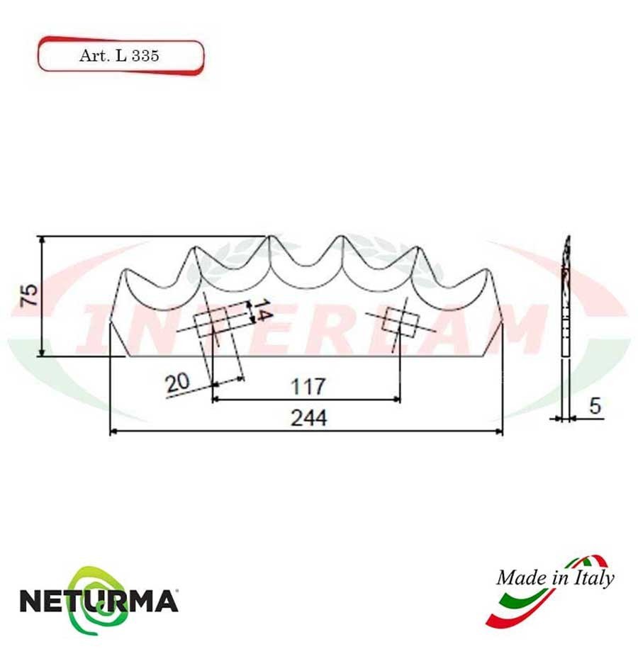 L335 - Lama per Carri UNIFEED - Dentata  - KUNH - A5310402 - (10 Pz.)
