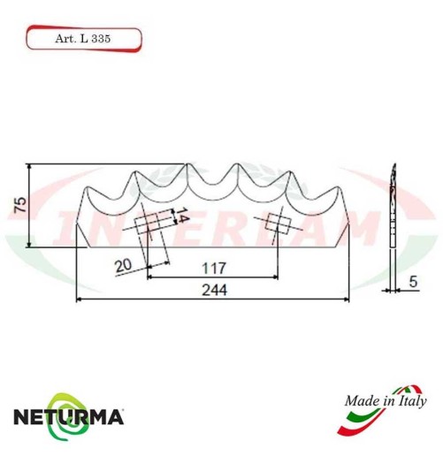 L335 - Knife for mixer wagons UNIFEED - toothed - KUNH - A5310402 - (10 Pz.)