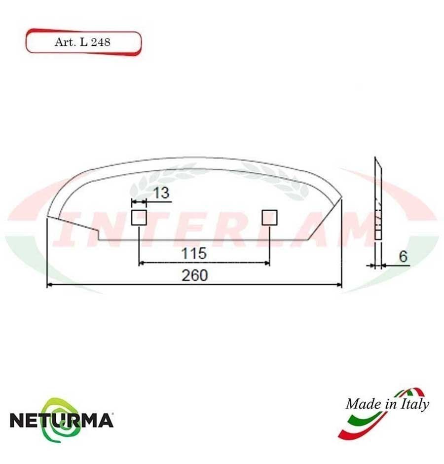 L248 - Knife for mixer wagons UNIFEED L248 Smooth - Ø 65 - STORTI - (10 Pcs.)