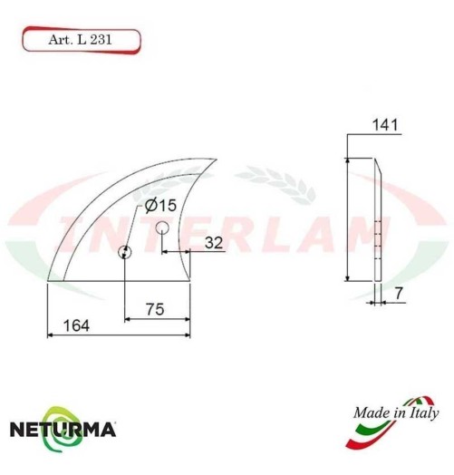 L231 -  Knife for mixer wagons UNIFEED Smooth - Ø141 - ALIECO - (5 Pcs.)