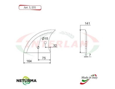 L231 -  Lama per Carri UNIFEED - Liscia - Ø141 - MARMIX - (5 Pz.)