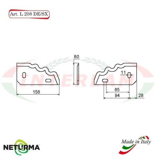 L208SX - Knife for mixer wagons UNIFEED - Toothed - Ø80 - GILIOLI - ( 10 Pcs.)