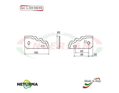 L208DX - Right - Knife for mixer wagons UNIFEED - toothed - Ø80 - (10 Pcs.) - GILIOLI