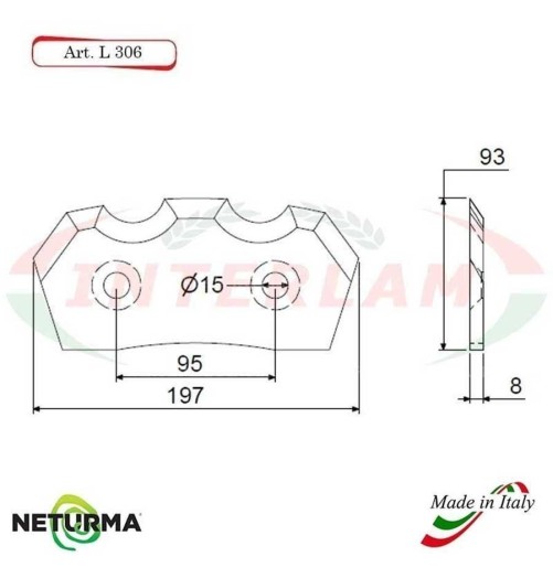 L306 - Lama per Carri UNIFEED - Dentata Ø93 - ALIECO - (5 Pz.)