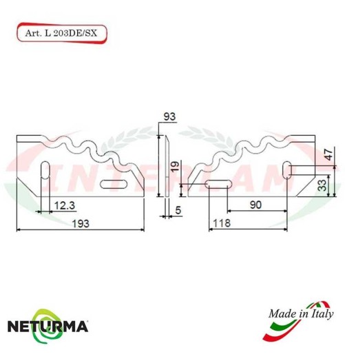 L203DX - Knife for mixer wagons  UNIFEED - Toothed - Ø93 - RBS - (10 Pcs)