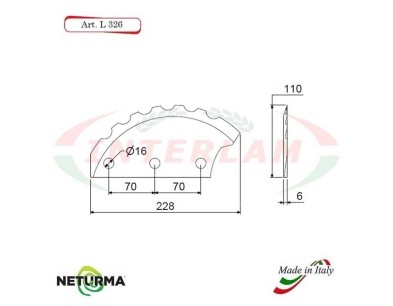 L326 - Lama per Carri UNIFEED - Dentata Ø110 - SGARIBOLDI - (2 Pz.)