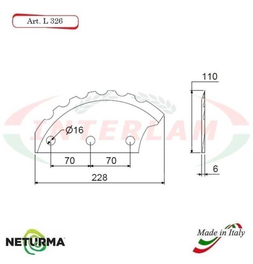 L326 - Knife for mixer wagons UNIFEED - toothed  Ø110 - SGARIBOLDI - (2 Pcs.)
