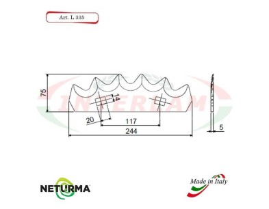 L335 - Lama per Carri UNIFEED - Dentata  - KUNH - A5310402 - (10 Pz.)