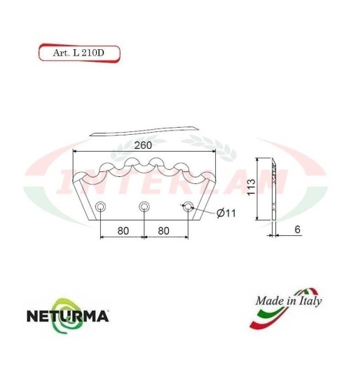 L210SX - Knife for mixer wagons UNIFEED - Toothed- Ø113 - PAGLIARI