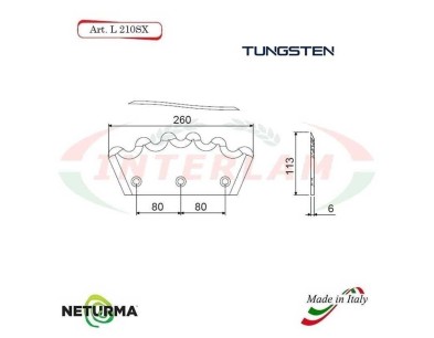 L210SX - TUNGSTENO - Lama per Carri UNIFEED - Dentata  Ø113 - PAGLIARI