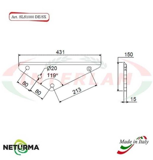 SLS 1000 DE/SX - SUPPORTO per Lame Carri UNIFEED - AGM - MUTTI - OMAS - (3 Pz.)