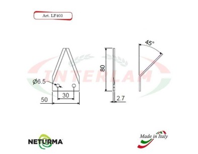 LF403P - Lama per FRESA Carri UNIFEED - PIEGATA 45° - (25 Pz.)