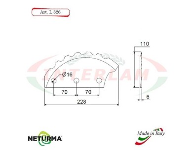 L326 - Lama per Carri UNIFEED - Dentata Ø110 - SGARABOLDI - (2 Pz.)