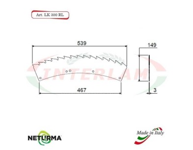 LK300 - Lame TRINCIA Foraggi e Mais KEMPER - RAGGIO LARGO - (8 Pz.)