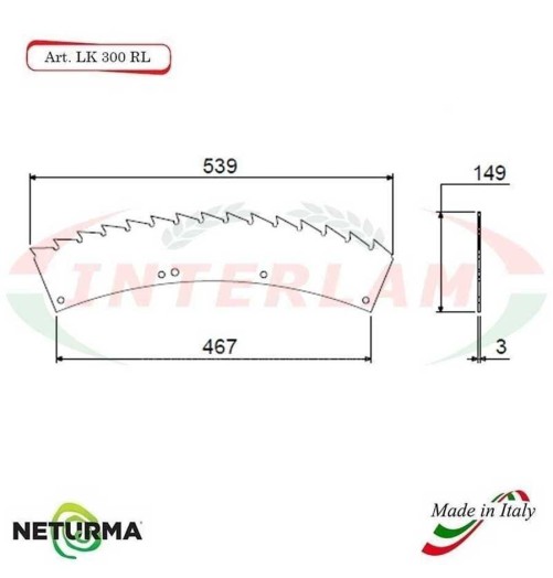 Lame TRINCIA Foraggi e Mais KEMPER LK300 RAGGIO LARGO - (8 Pz.)