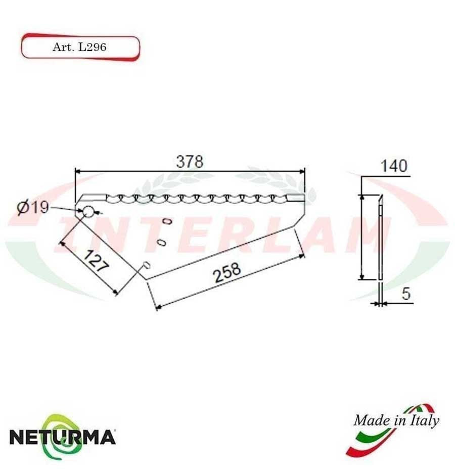 L296 - Blades for forage wagons - Toothed - Ø140 - MARANGON (1 Pcs.)
