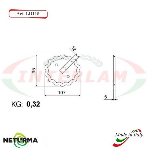 LD115 - Lama per Carri UNIFEED - Dentata - Ø95X107 - STORTI - (25 Pz.)