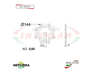 LD113 - Knife for mixer wagons  UNIFEED - Toothed - Ø144 - SEKO - (25 Pcs.)