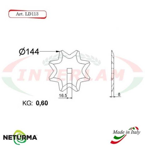 LD113 - Lama per Carri UNIFEED - Dentata - Ø144 - SEKO - (25 Pz.)