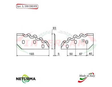 L199SX - Lama per Carri UNIFEED - Dentata - Ø93 - SGARABOLDI (10 Pz.)