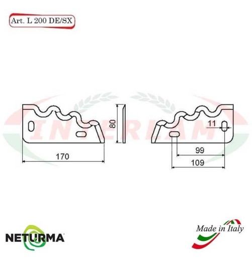 Lama per Carri UNIFEED L200DE Dentata - Ø80 - COMAG ( 10 Pz.)