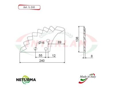 L241 - Knife for mixer wagons UNIFEED - toothed - Ø138 - (4 Pcs.) - EUROCOMP