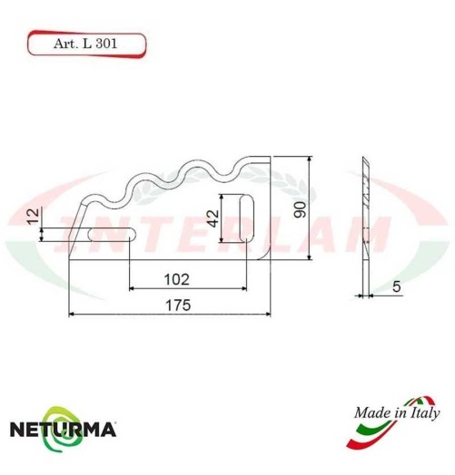 L301 - Knife for mixer wagons UNIFEED - toothed - Ø90 - (10 Pcs.) - BONINO