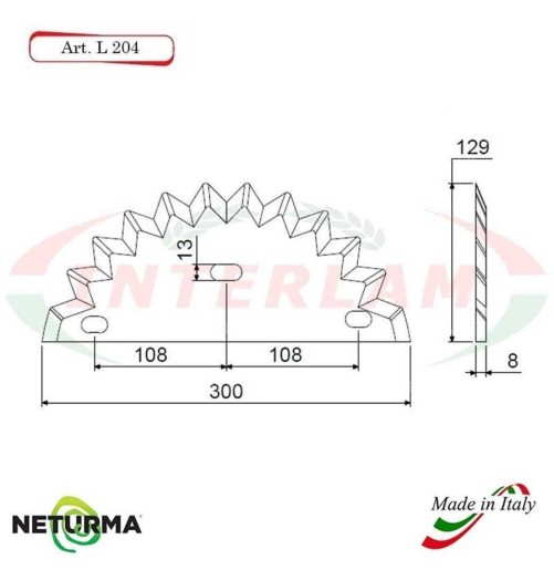 L204 - Knife for mixer wagons UNIFEED - toothed - Ø129 - (5 Pcs.) - SGARABOLDI