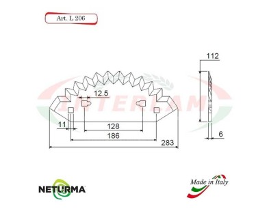 Lama per Carri UNIFEED L206 Dentata - Ø112 - STORTI (5 Pz.)