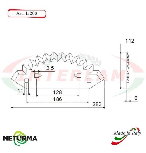 L206 - Lama per Carri UNIFEED - Dentata - Ø112 - STORTI (5 Pz.)