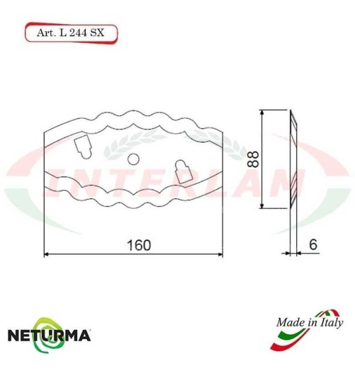 L344SX - Lama per Carri UNIFEED - Dentata - Ø88 - 2 FORI - STORTI - ST16800059 - (10 Pz.)