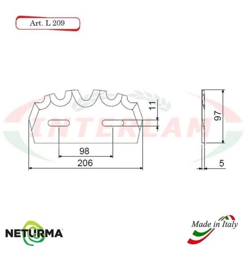 L209 - Knife for mixer wagons UNIFEED - toothed - Ø97 - GILIOLI - ( 10 Pz.)