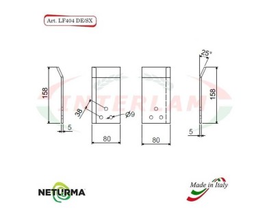 LF404DX - Lama per FRESA Carri UNIFEED - PIEGATA 25° - AGM - (10 Pz.)