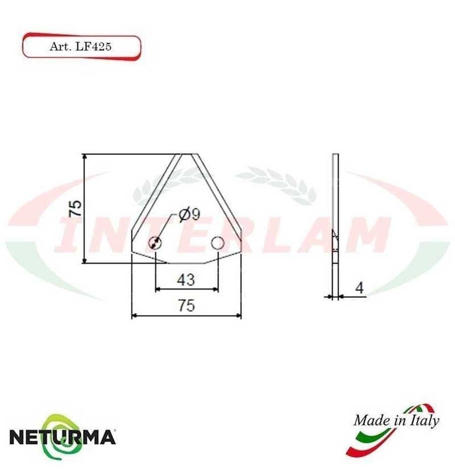 LF425 - Lama per FRESA Carri UNIFEED DRITTA - SGARABOLDI - (25 Pz.)