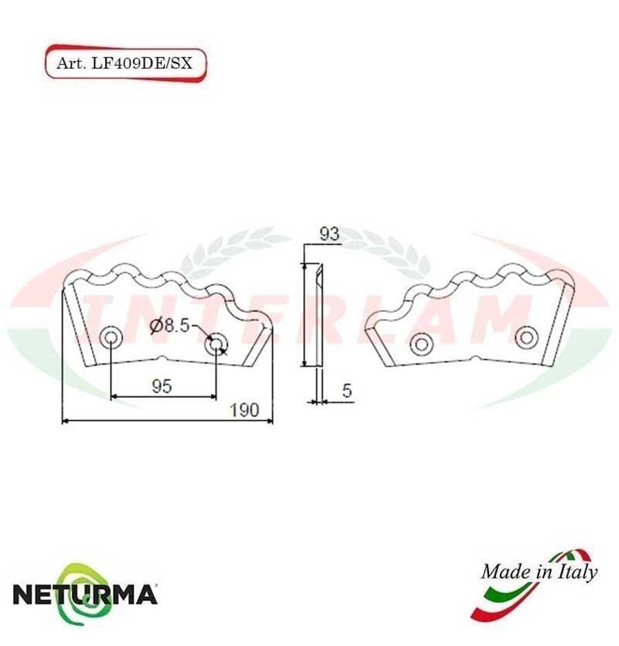 LF409DX - Lama per FRESA Carri UNIFEED DENTATA  - PAGLIARI