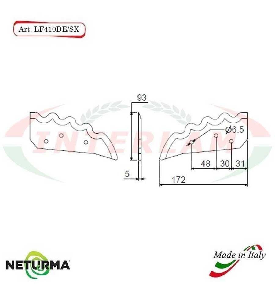 LF410DX - Lama per FRESA Carri UNIFEED DENTATA - SGARABOLDI