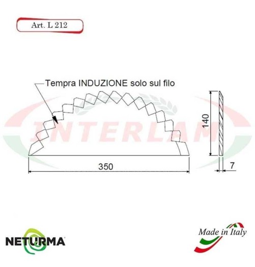 L212 - Knife for mixer wagons UNIFEED - Toothed  - Ø140 - MARMIX - No holes - (5 Pcs.)