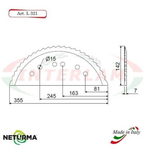L321 - Knife for mixer wagons UNIFEED Toothed - Ø142 - MARMIX - ALIECO - (5 Pcs.)