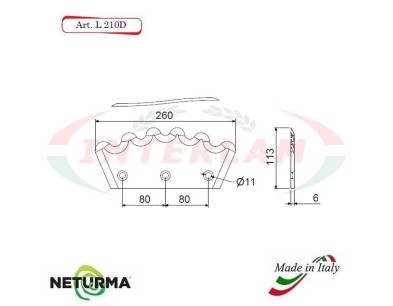 L210SX - Lama per Carri UNIFEED - Dentata  Ø113 - PAGLIARI