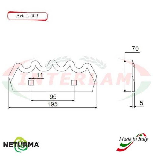 L202 - Knife for mixer wagons UNIFEED Smooth - Ø70- MARMIX - ALIECO - (10 Pcs.)