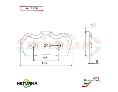 L306 - Lama per Carri UNIFEED - Dentata Ø93 - ALIECO - (5 Pz.)