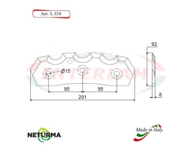 L318 - Lama per Carri UNIFEED - Dentata - Ø92 - MARMIX - (5 Pz.)