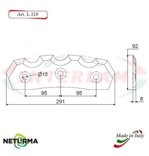 L318 - Lama per Carri UNIFEED - Dentata - Ø92 - MARMIX - (5 Pz.)