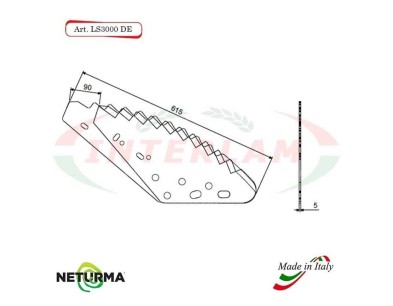 LS3000DX -  Knife for mixer wagon UNIFEED - Vertical  - Toothed  - (3 Pz.)