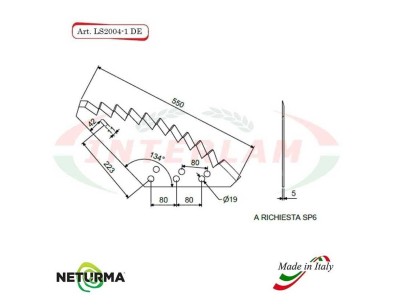 LS2004-1-DX - Right - Knife for mixer wagon UNIFEED - Vertical - Toothed - UNIFAST - (5 Pcs.)