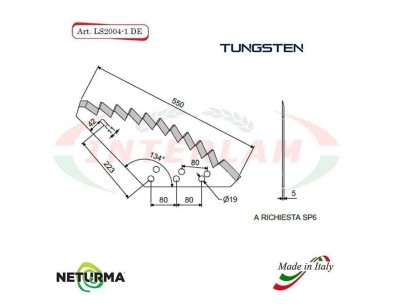 LS2004-1-DX -TUNGSTENO - Lama per Carri UNIFEED - UNIFAST - (2 Pz.)