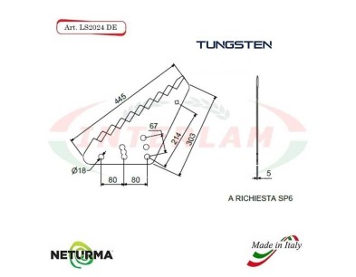 LS2024DX - Right - Knife for mixer wagon UNIFEED - Vertical - Toothed - TUNGSTEN - STORTI - (5 Pcs.)