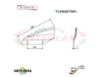 LS2015SX - Tungsten  - Knife for mixer wagon UNIFEED - Vertical - Toothed  - FOLDED  - Piegata - TRIOLET - (5 Pcs)