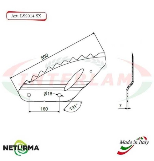 LS2014SX -Left - Knife for mixer wagon UNIFEED - Vertical - Toothed  FOLDED - TRIOLET - (5 Pz.)